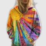 Leni | Patchwork-Kapuzenpullover mit Sonnenmotiv