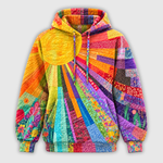 Leni | Patchwork-Kapuzenpullover mit Sonnenmotiv
