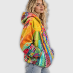 Leni | Patchwork-Kapuzenpullover mit Sonnenmotiv