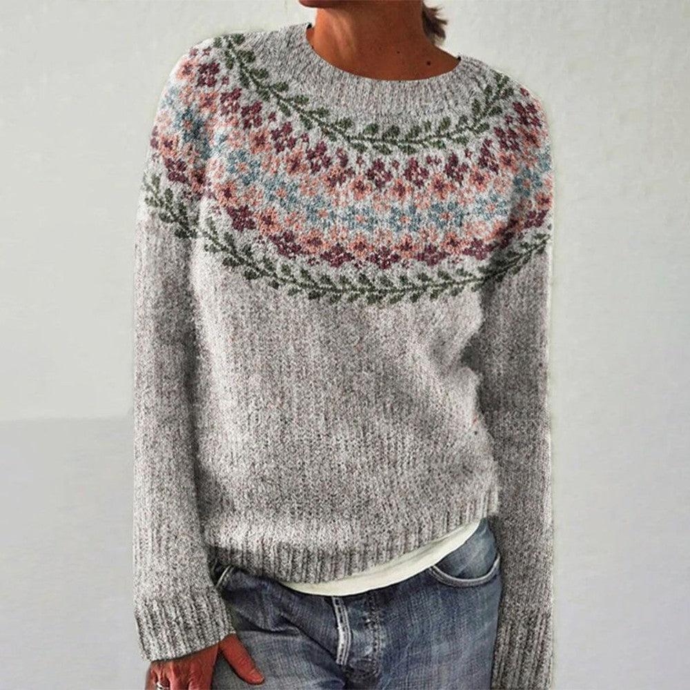 Florence | Norwegerpullover mit Blumenpasse