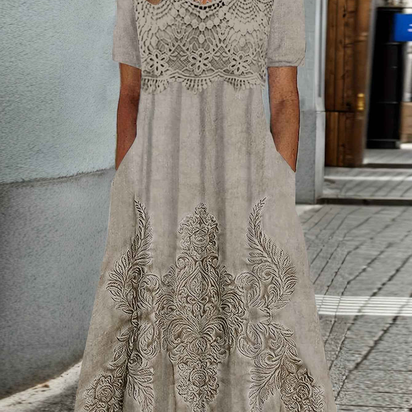 Indigo | Elegantes Midikleid mit Blumenmuster