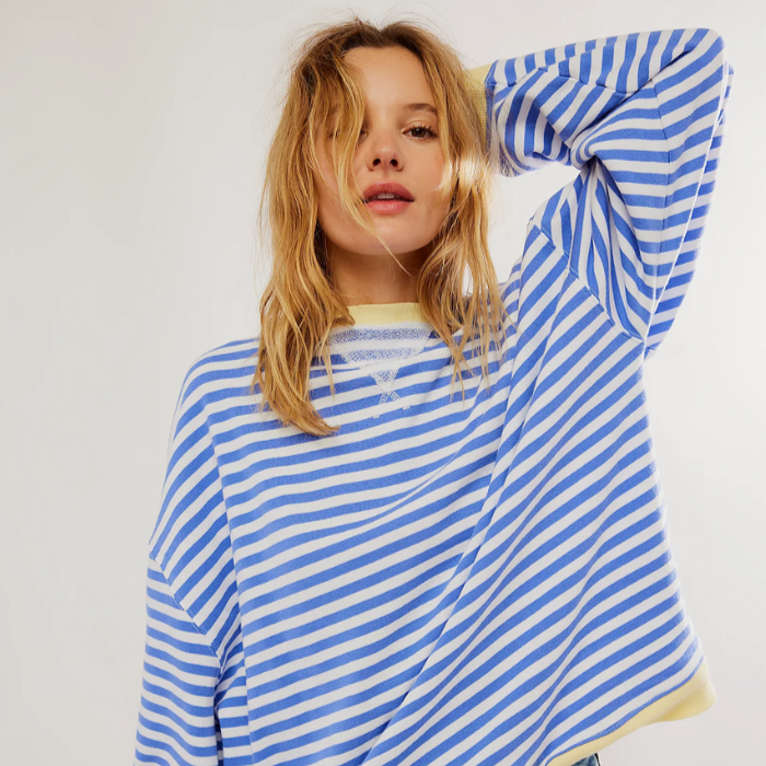 Hazel | Gestreifter Oversize-Strickpullover