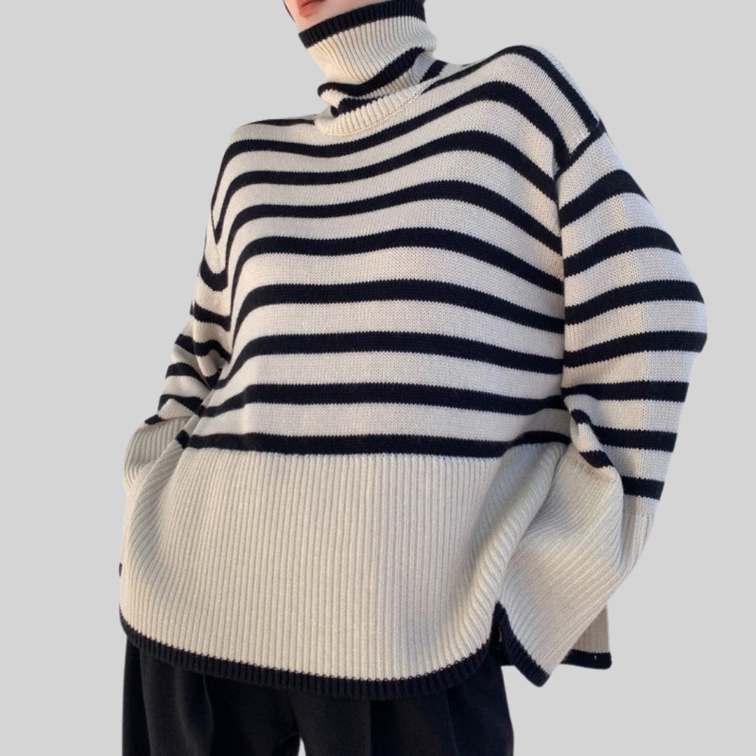 Evelyn | Oversize-Rollkragenpullover im Zopfstrick