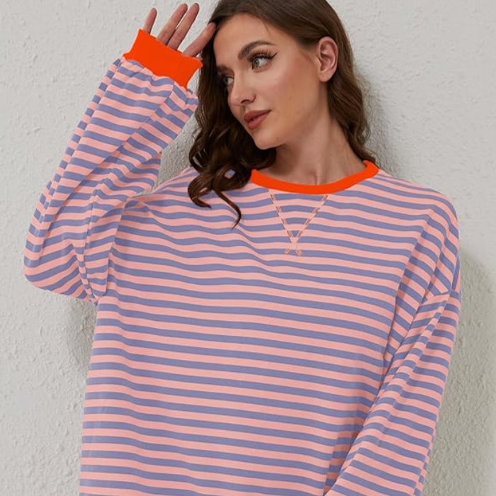 Hazel | Gestreifter Oversize-Strickpullover