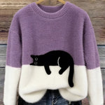 Bonnie | Oversize-Pullover mit Katzenmotiv