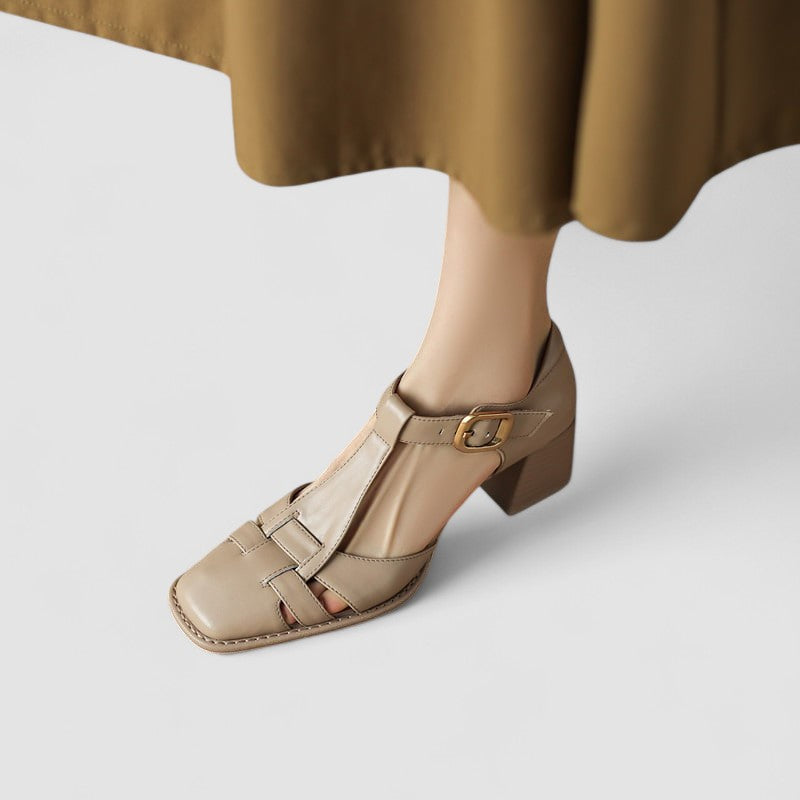 Elyxiana | Orthopädische T-Riemen-Schuhe mit Blockabsatz