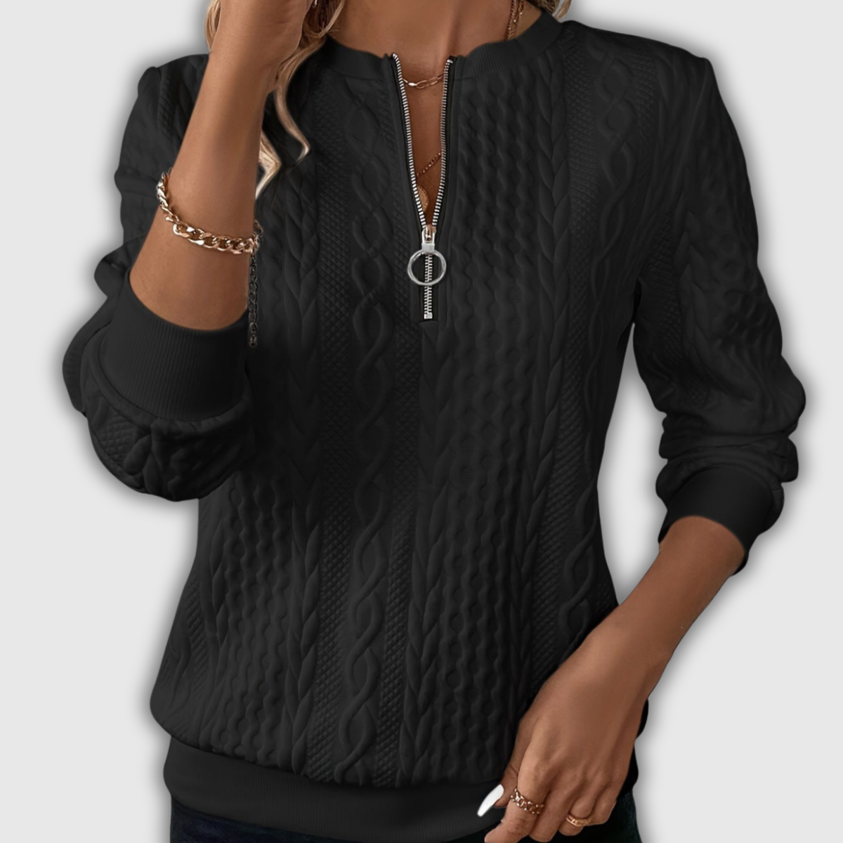 Nora | Strickpullover mit Zipp
