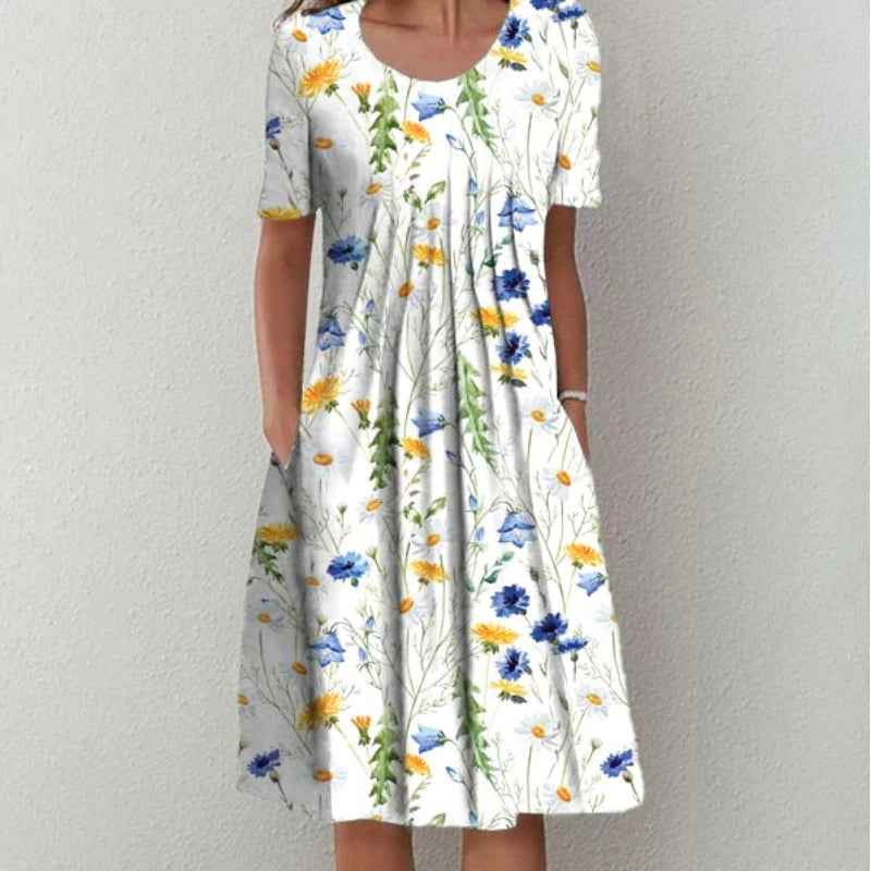 Hailey | Elegantes Freizeitkleid mit Blumenmuster & Taschen