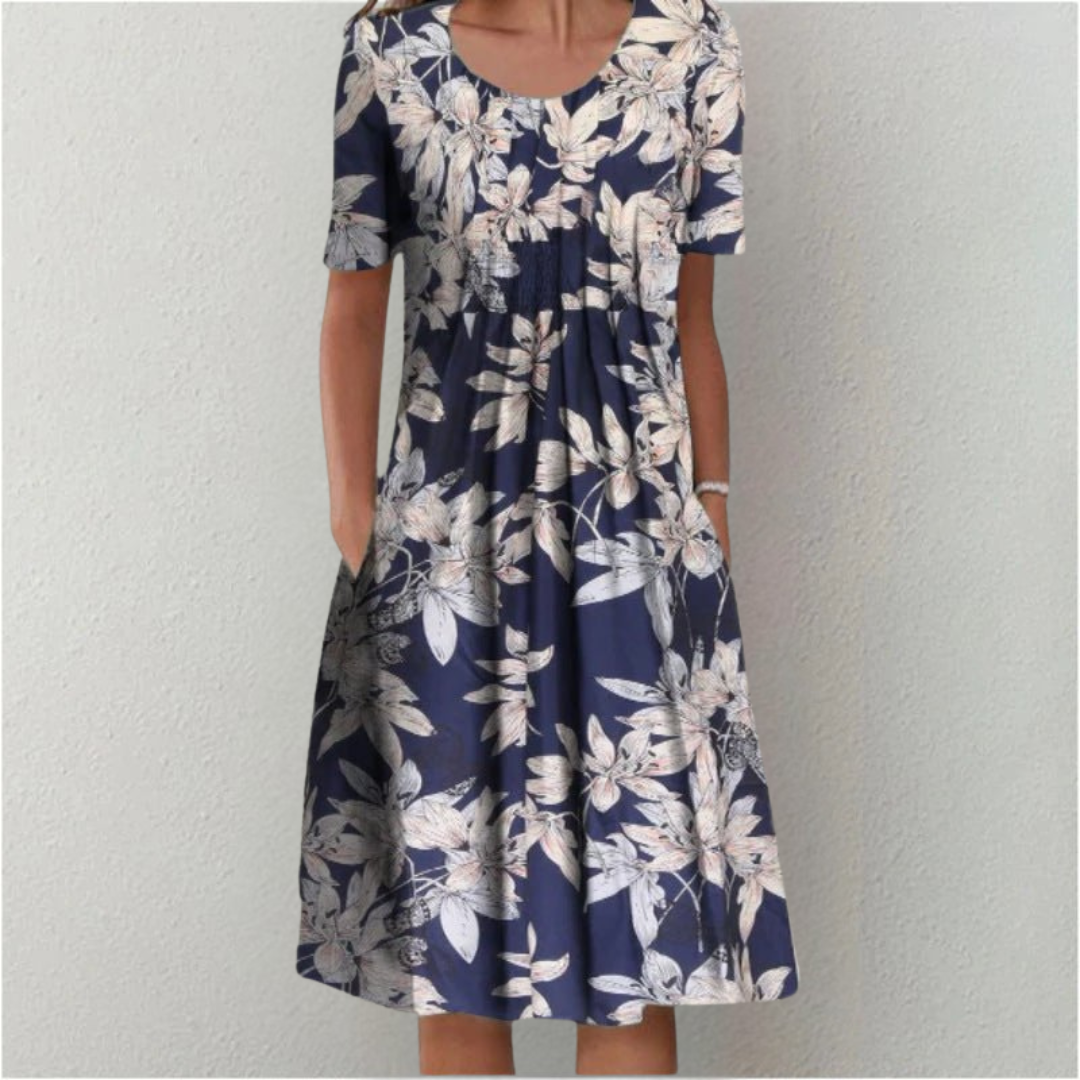 Hailey | Elegantes Freizeitkleid mit Blumenmuster & Taschen