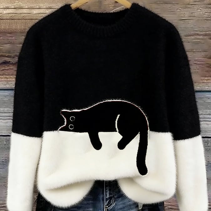 Bonnie | Oversize-Pullover mit Katzenmotiv