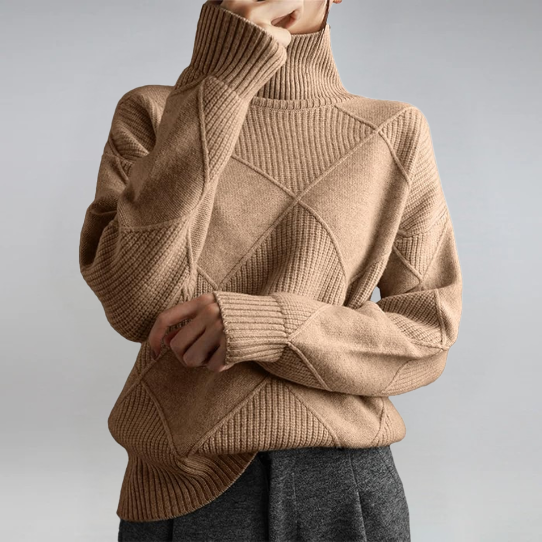 Lauren | Luxuriöser Kaschmirpullover mit hohem Kragen