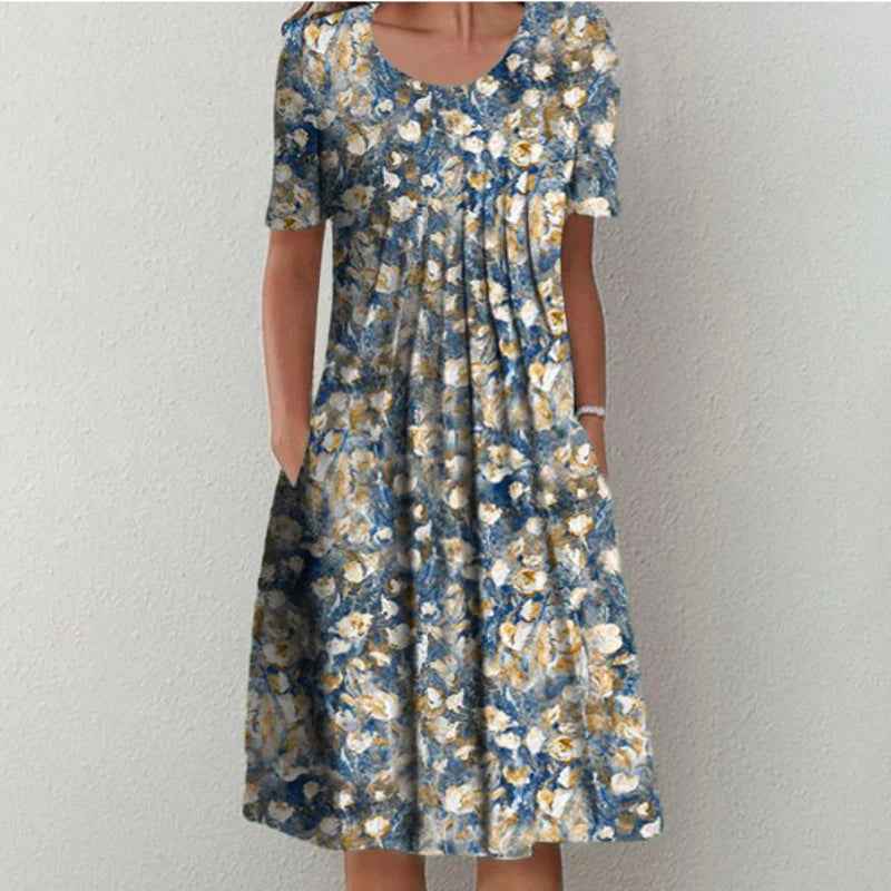 Hailey | Elegantes Freizeitkleid mit Blumenmuster & Taschen