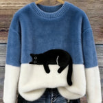 Bonnie | Oversize-Pullover mit Katzenmotiv