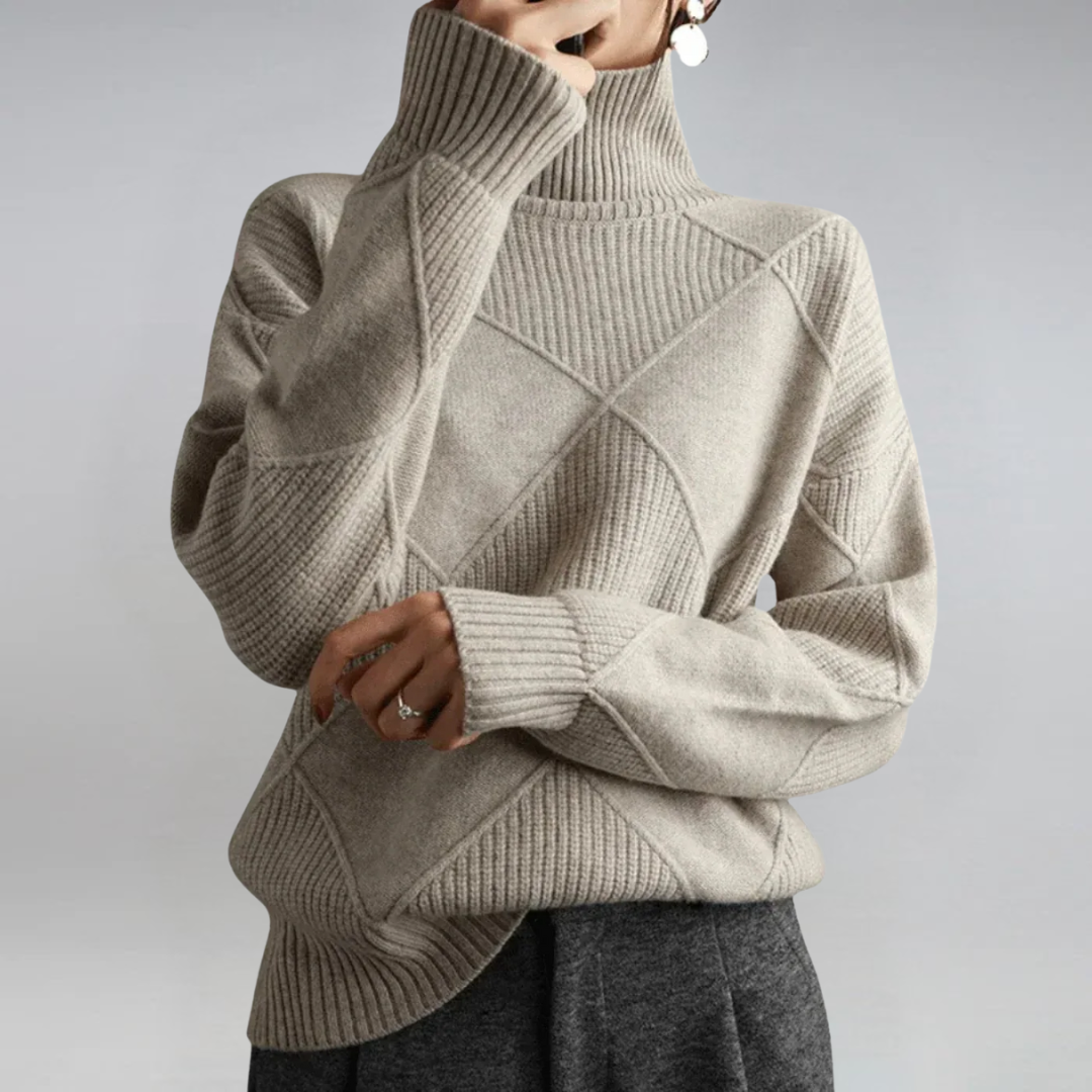 Lauren | Luxuriöser Kaschmirpullover mit hohem Kragen