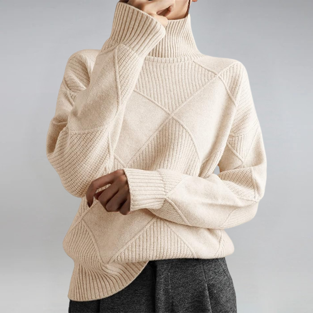 Lauren | Luxuriöser Kaschmirpullover mit hohem Kragen