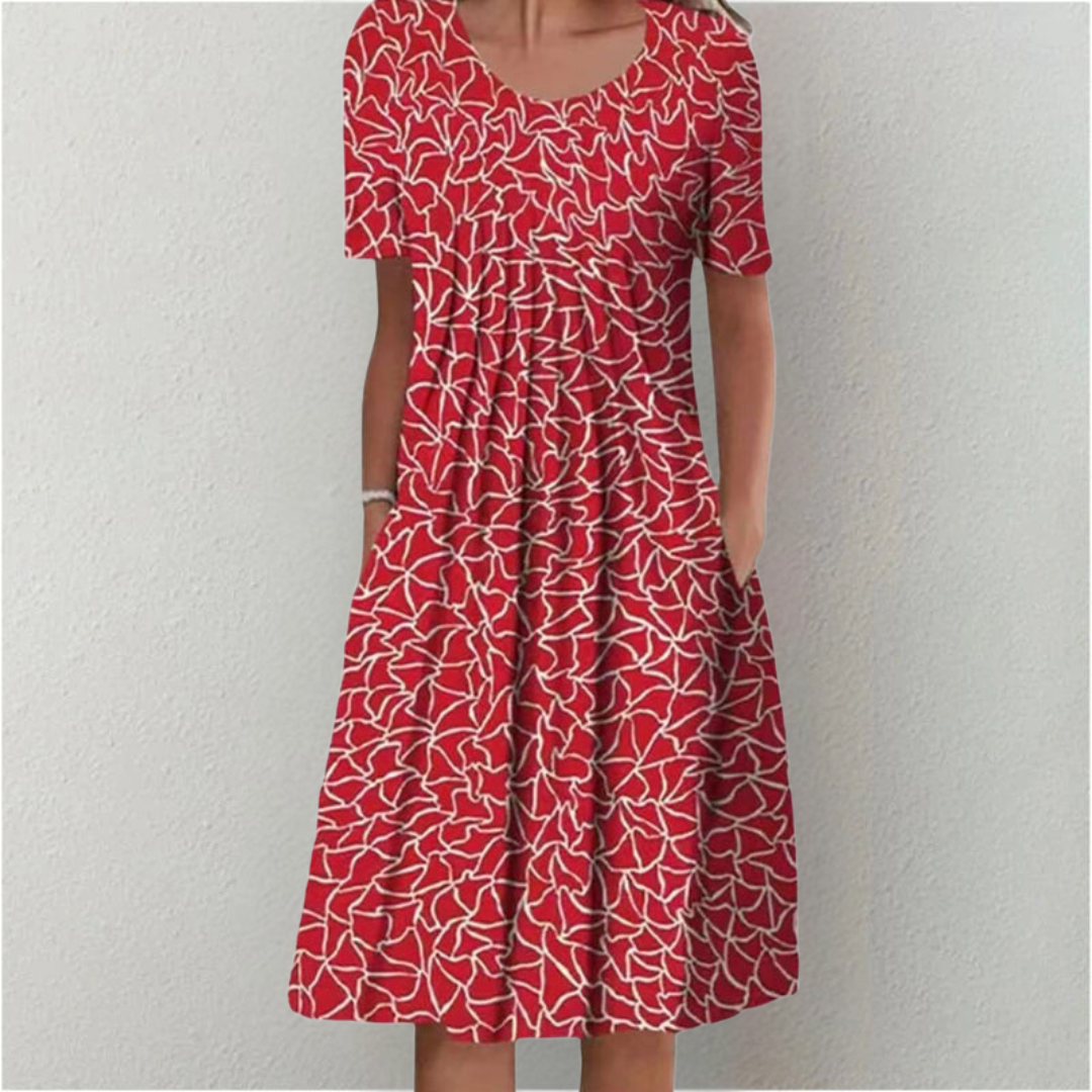 Hailey | Elegantes Freizeitkleid mit Blumenmuster & Taschen