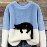 Bonnie | Oversize-Pullover mit Katzenmotiv
