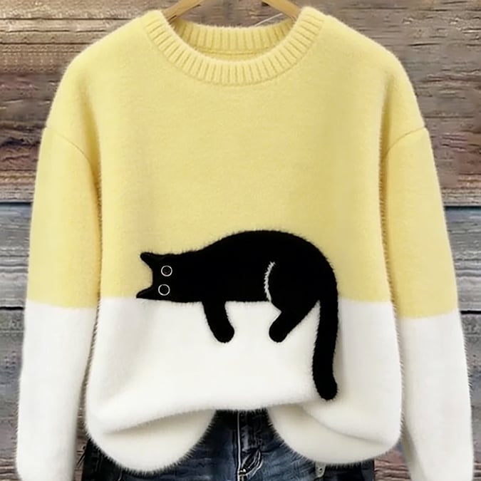 Bonnie | Oversize-Pullover mit Katzenmotiv