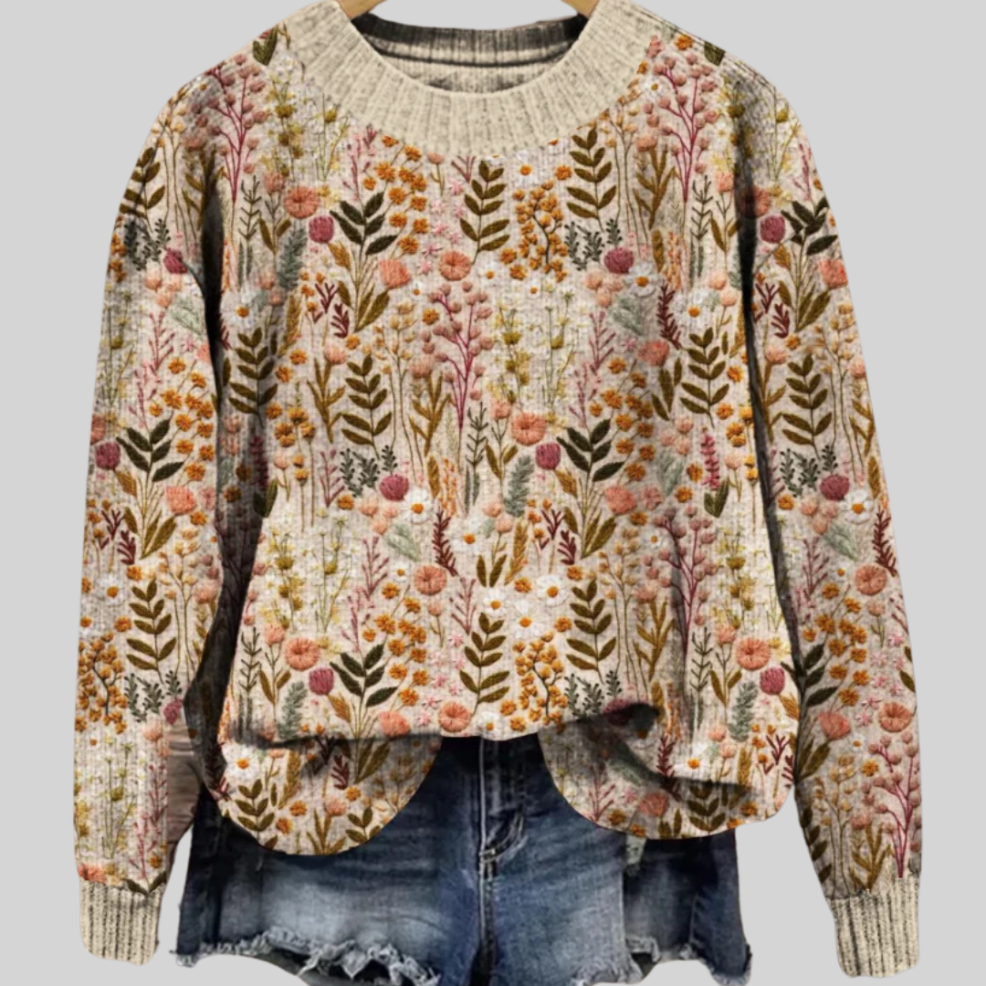 Flora | Strickpullover mit Blumenmuster