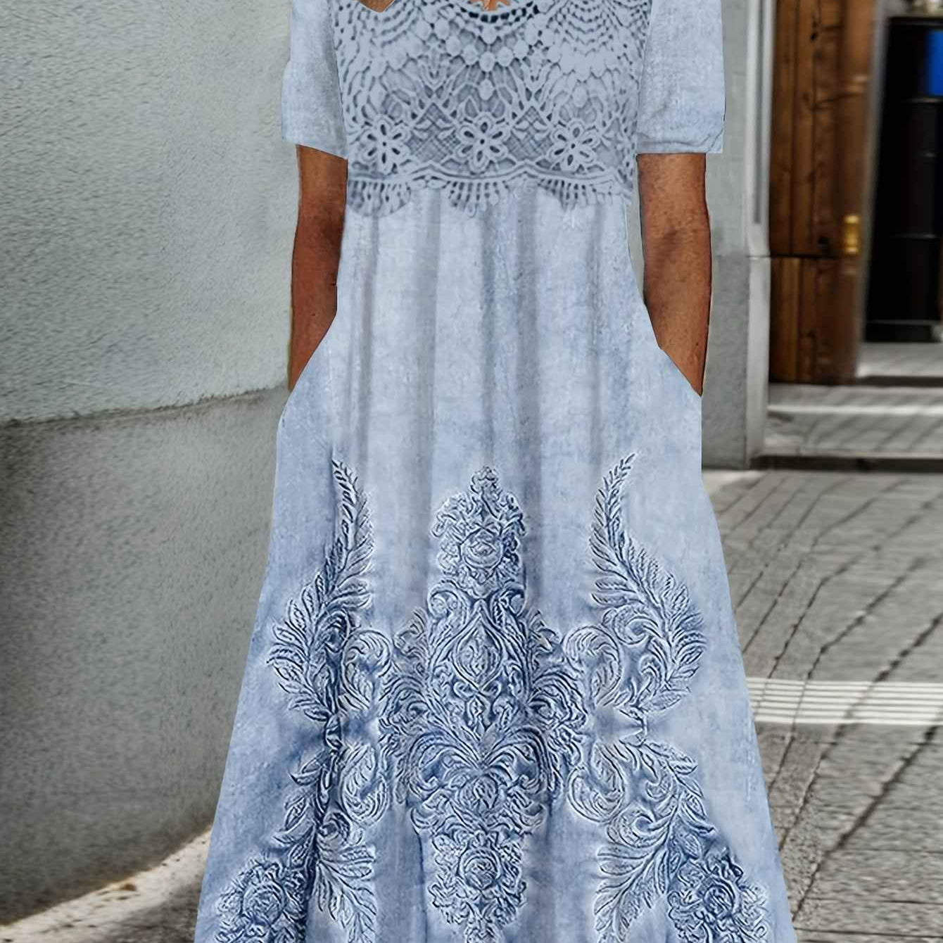 Indigo | Elegantes Midikleid mit Blumenmuster