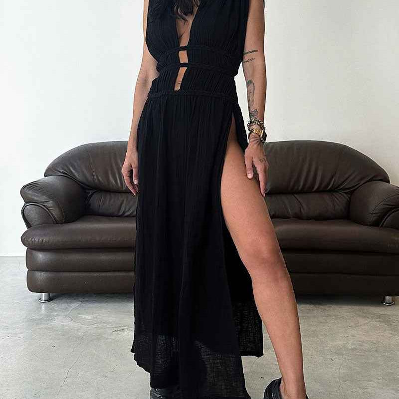 Zolla – Strukturiertes Kleid mit Schlitz