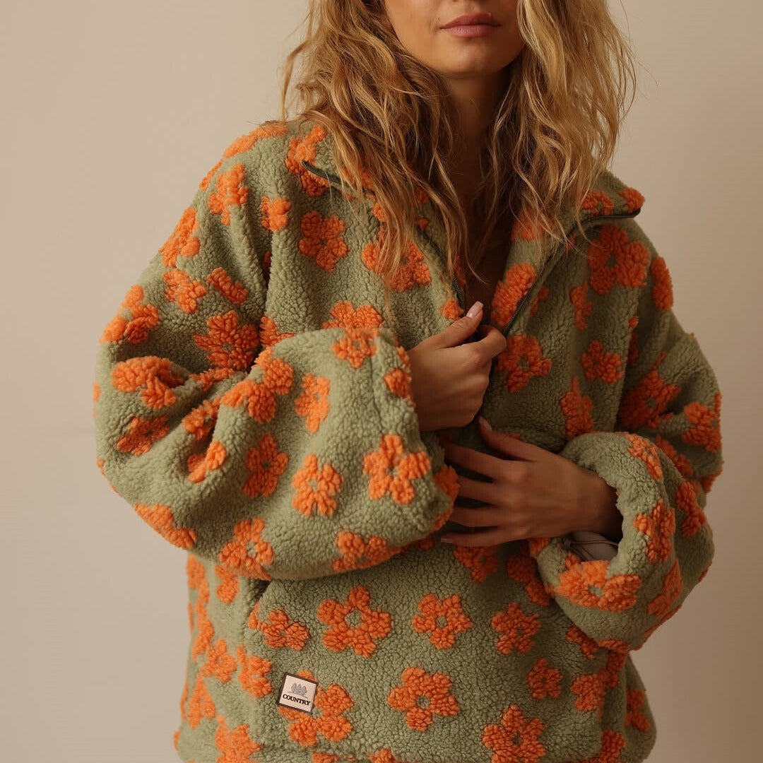 Daisy | Fleecepullover mit Blumenmuster
