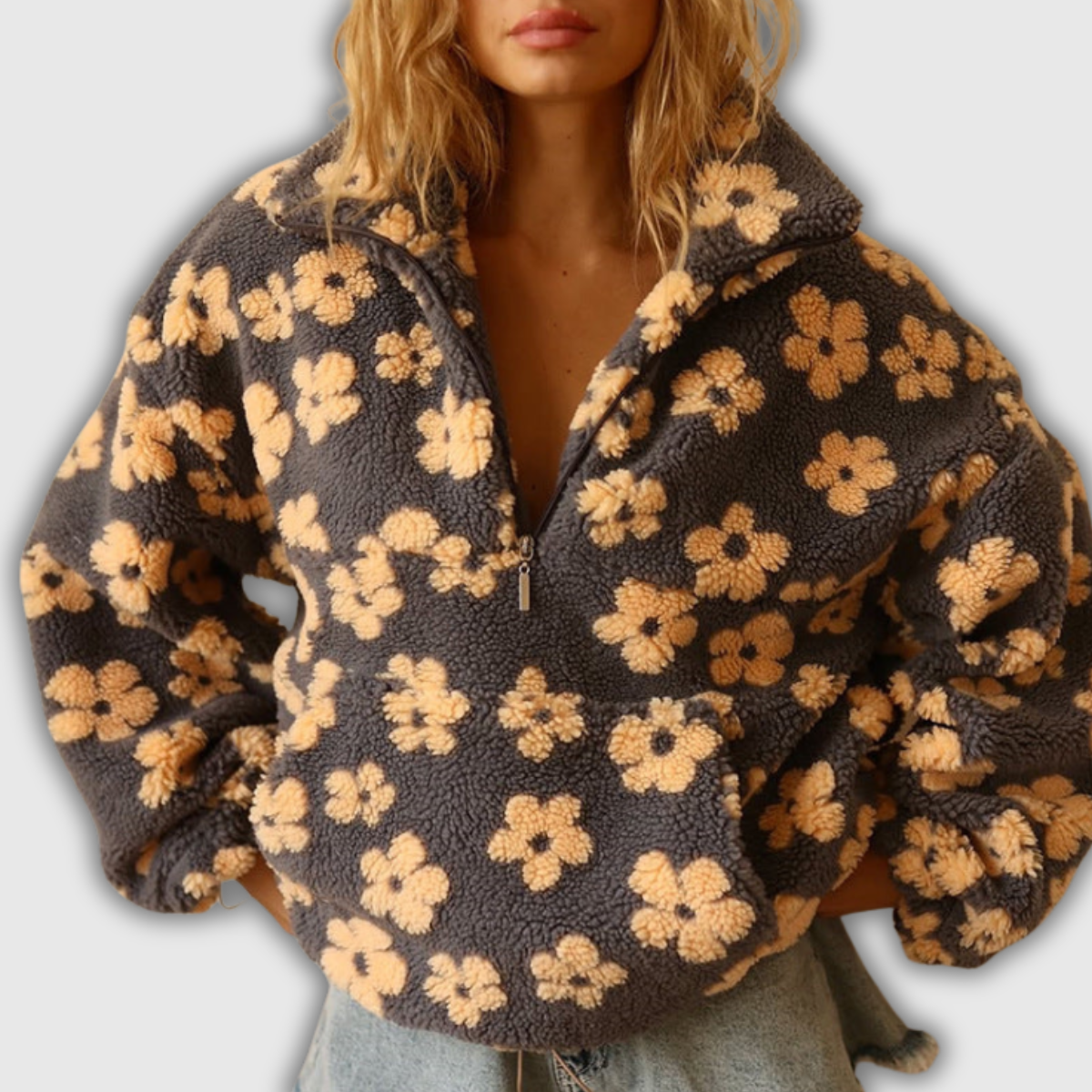 Daisy | Fleecepullover mit Blumenmuster