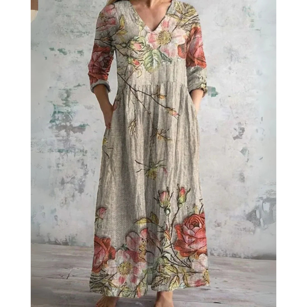 Eleanor | Maxi-Kleid mit Vintage-Blumenmuster