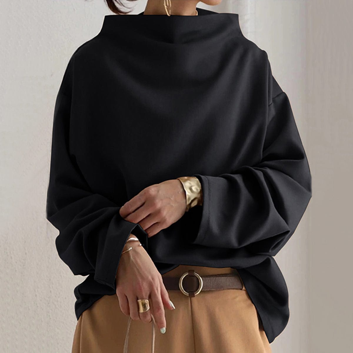 Lisa | Lässiges Stricktop mit hohem Kragen