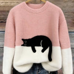 Bonnie | Oversize-Pullover mit Katzenmotiv