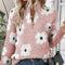 Violet | Blumen-Strickpullover mit Zippkragen