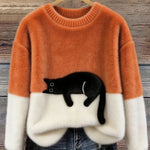 Bonnie | Oversize-Pullover mit Katzenmotiv