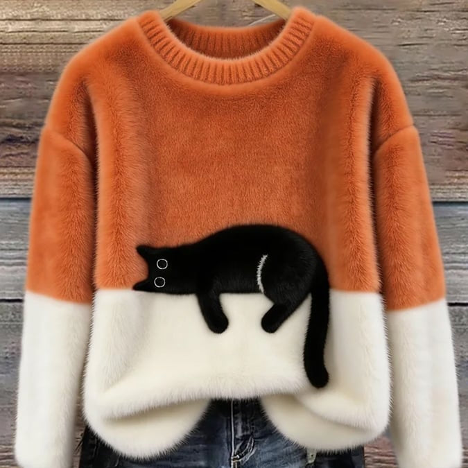 Bonnie | Oversize-Pullover mit Katzenmotiv