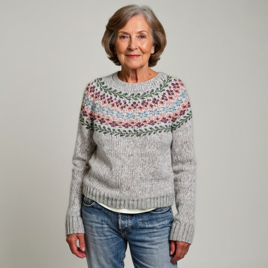 Florence | Norwegerpullover mit Blumenpasse