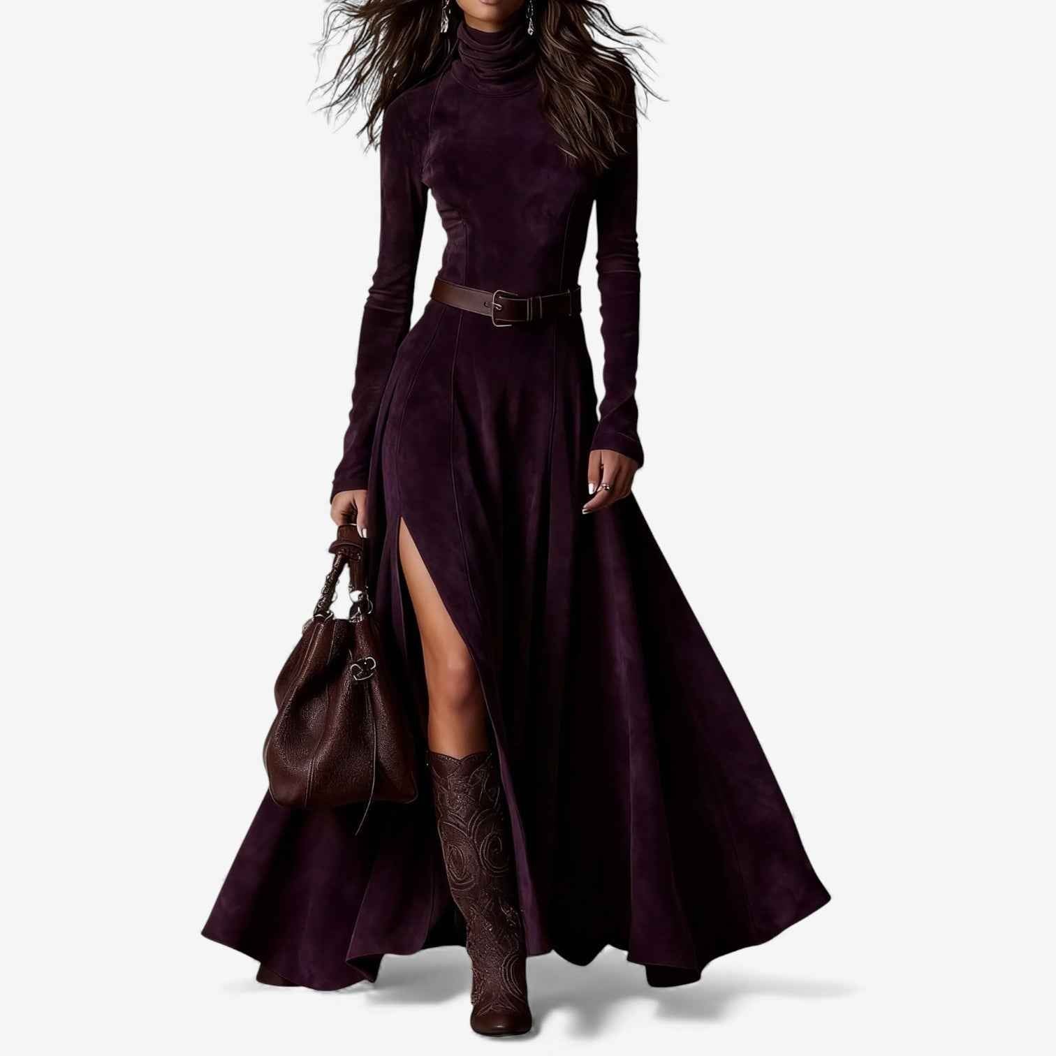 Élodie | Langes elegantes Kleid mit Gürtel