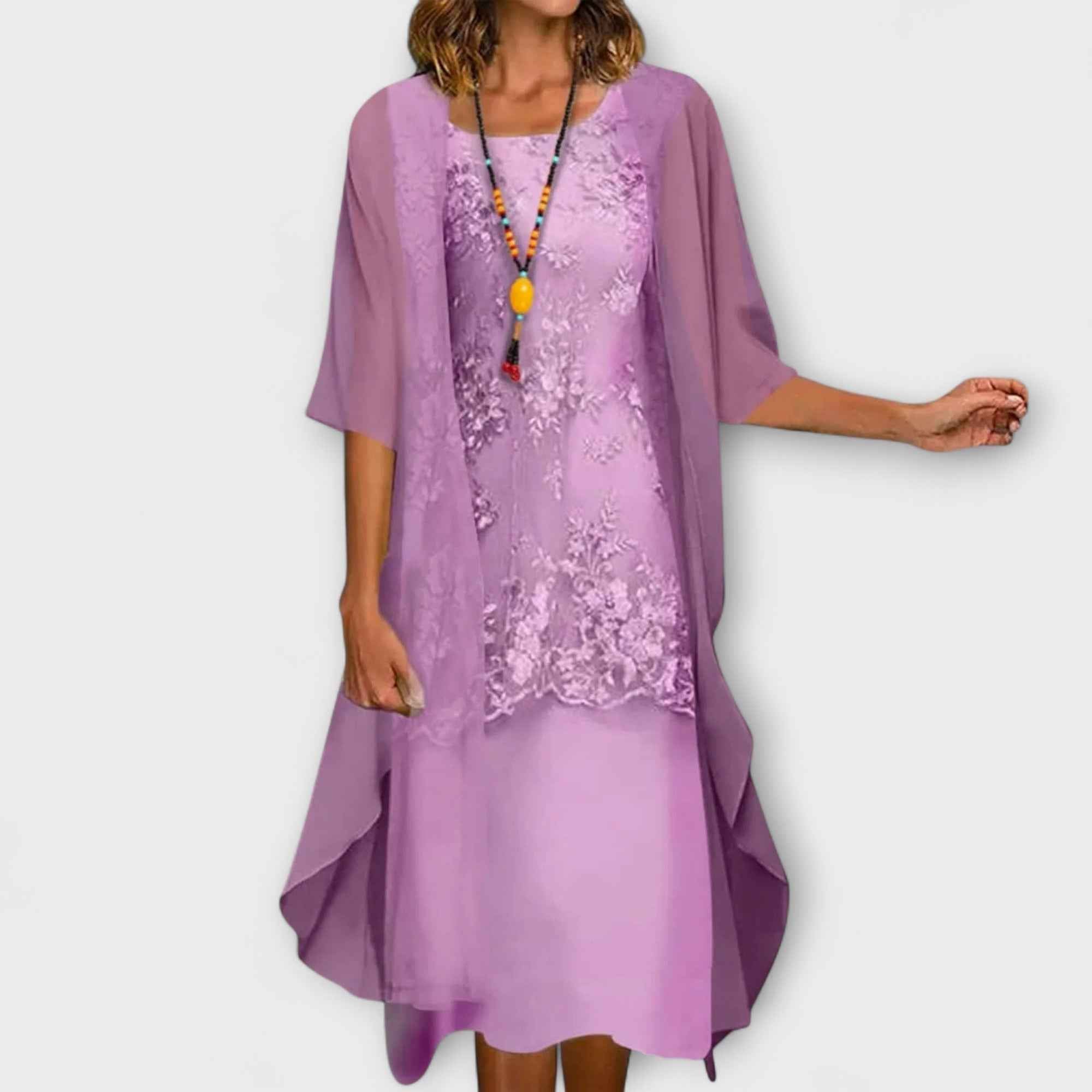 Penliah™ | Raffiniertes Kleid mit Blumenstickerei