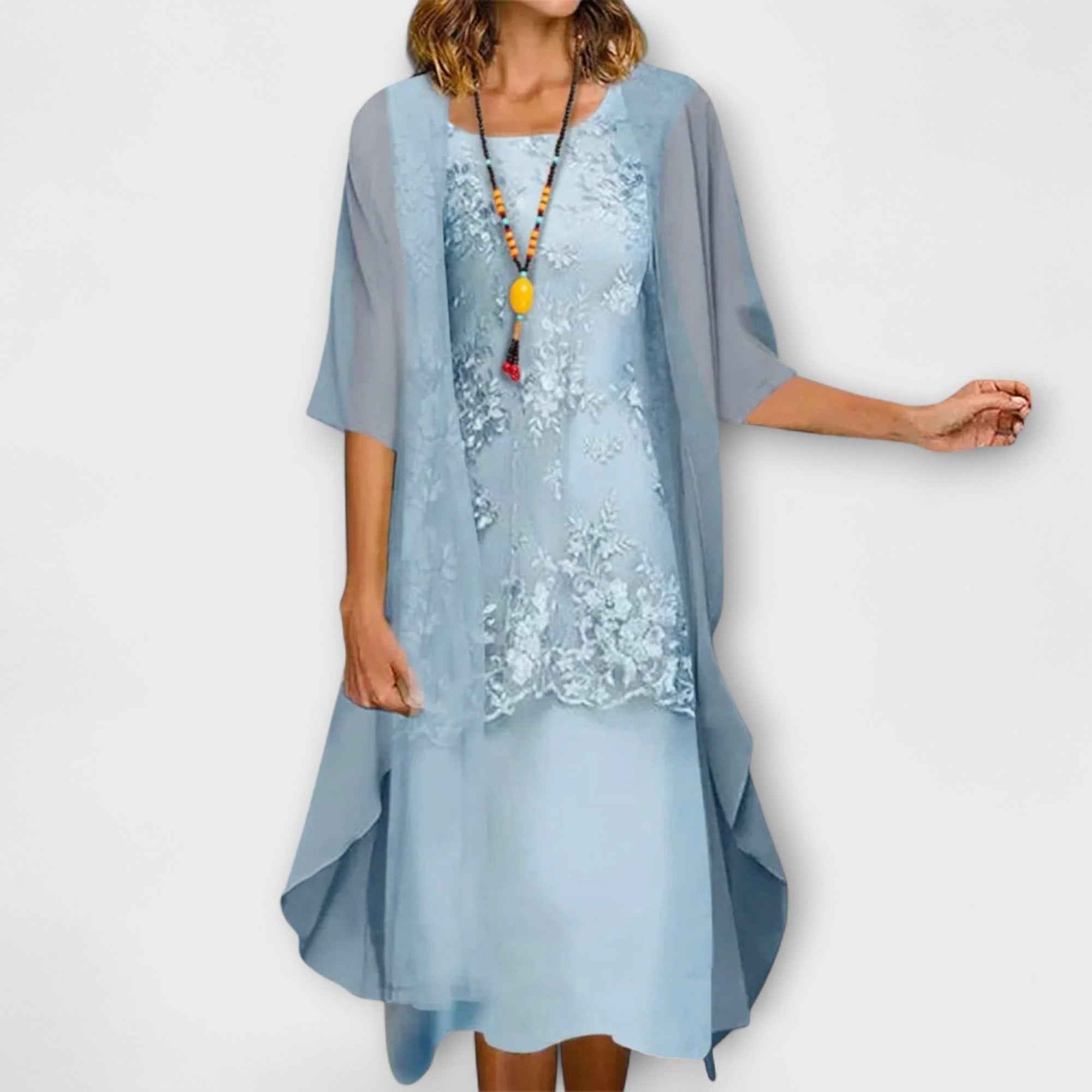 Penliah™ | Raffiniertes Kleid mit Blumenstickerei